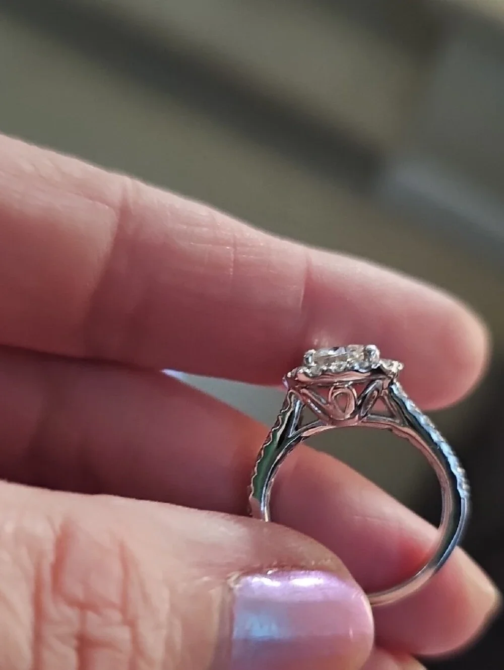 Classic Halo Diamond Engagement Ring in 14k White Gold - White Almost 3 Carat